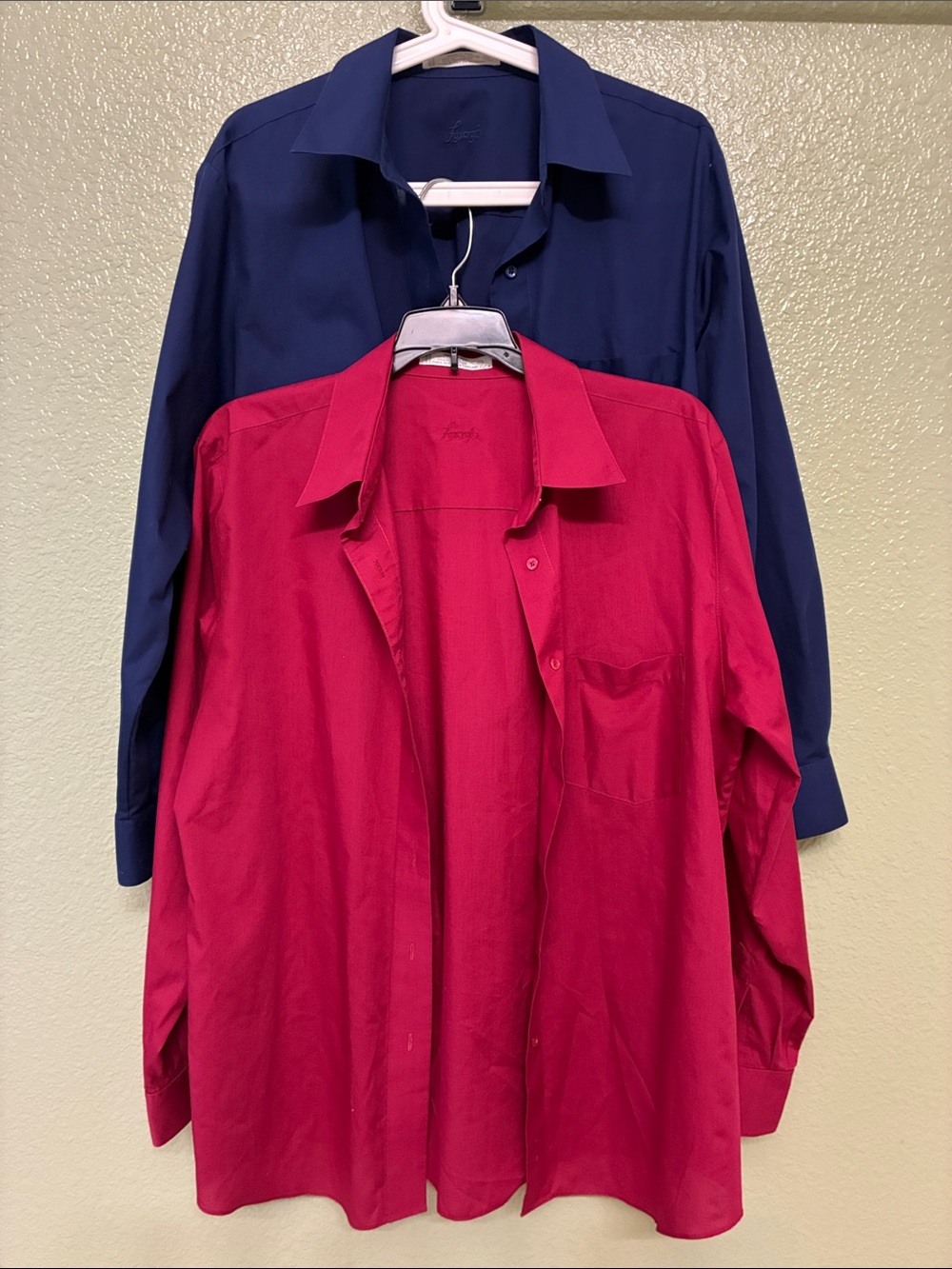 Foxcroft wrinkle free Classic Button-Down Shirt - Navy and Dark Red 2 for 1
